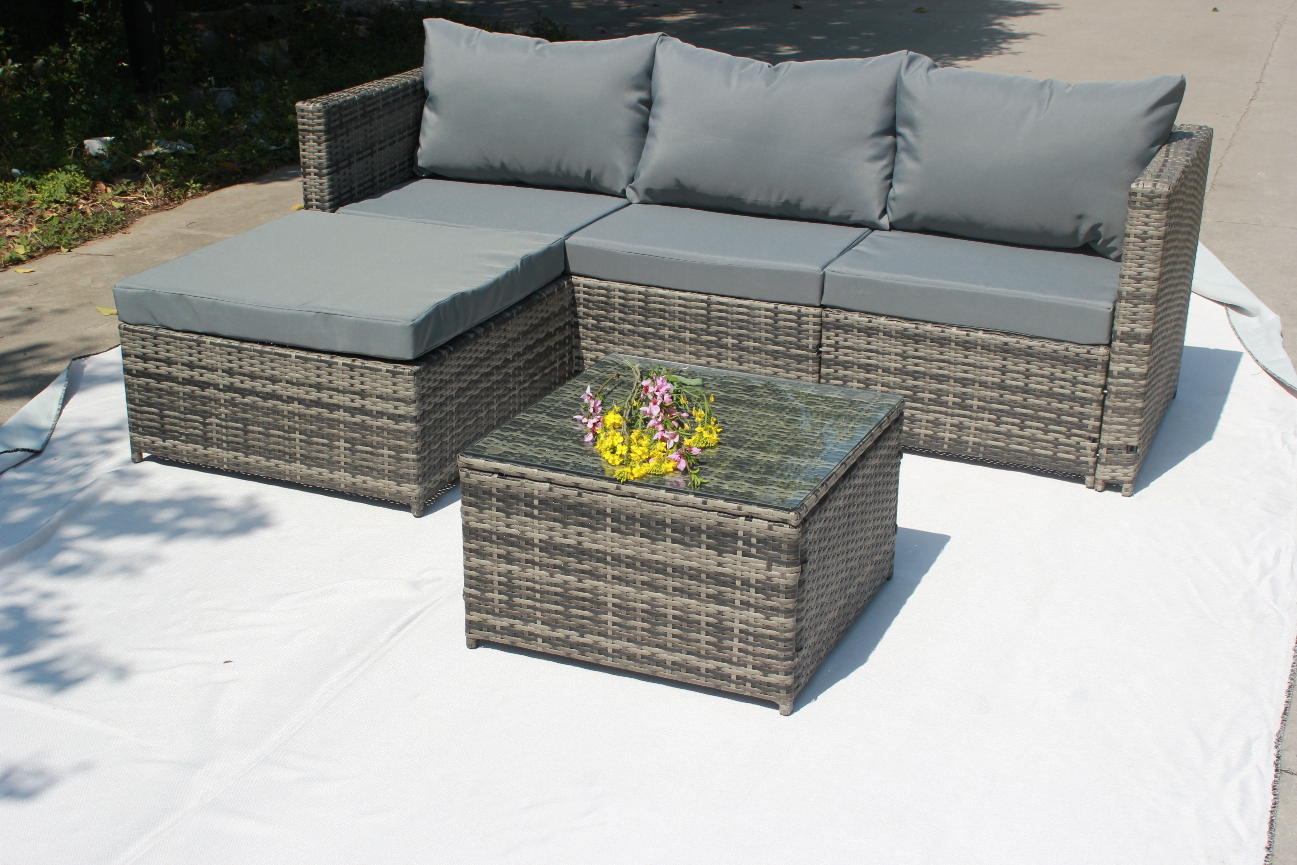 Outdoor Wicker Sofa Garden Furniture L Shaped Sofa Wicker Furniture Grey Rattan Outdoor Sofa