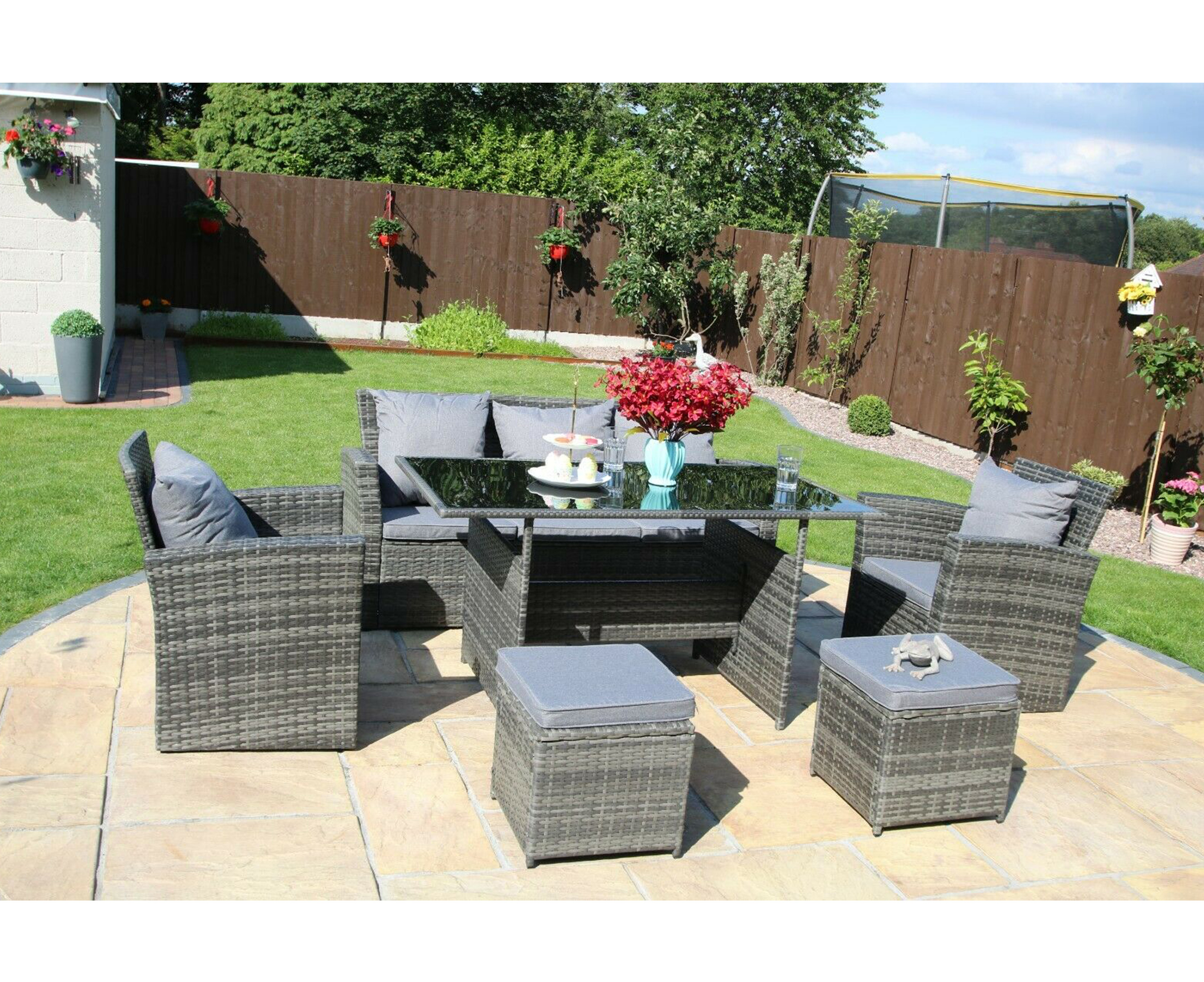 6 Pieces Modern Wicker Rattan Outdoor Patio Furniture Sets Garden Sofa Garden Sets