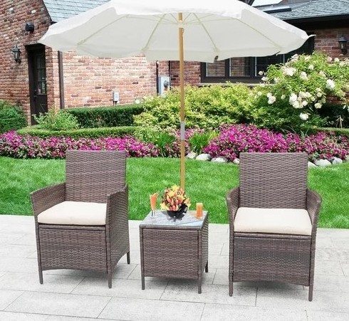 Cheap Rattan Swing Balcony Furniture Set Outdoor Garden Patio 3 Piece Rattan Bistro Set