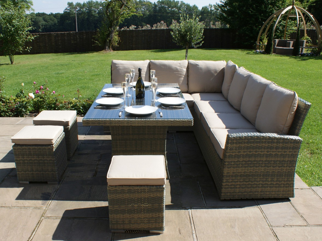 Hot sell garden furniture PE rattan with waterproof cushions