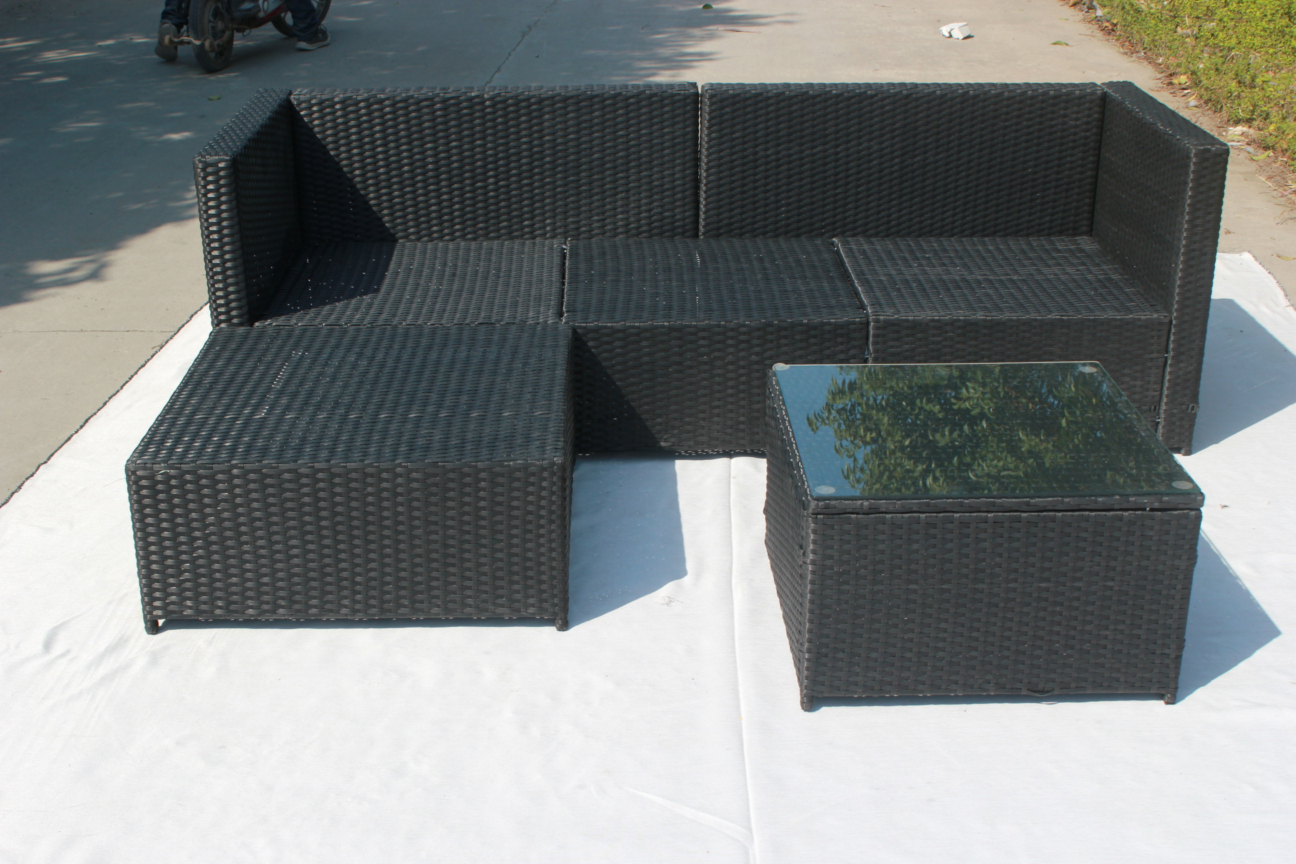 Outdoor rattan furniture rattan wicker chair dining sets with ottoman Henan shangqiu