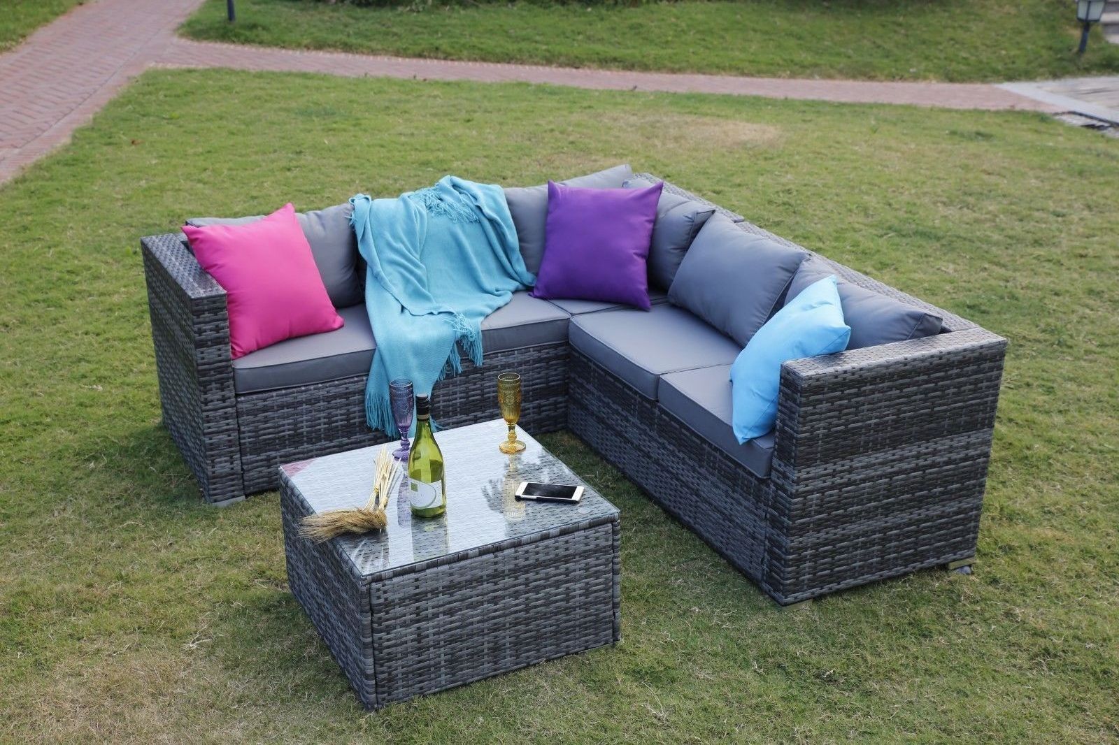 Outdoor furniture sofa set rattan leisure rattan wicker garden sofas with steel frame