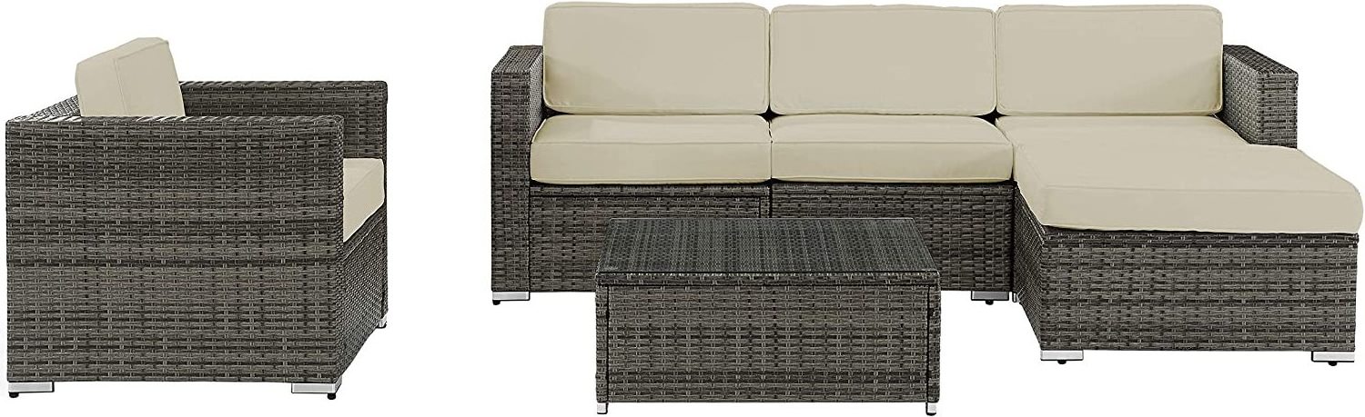 Poly rattan furniture garden sofa set outdoor with fire pit rattan dining sets furniture