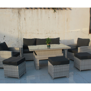 Outdoor Patio Furniture Set 7 Piece Wicker Conversation Set with Lift Coffee Table