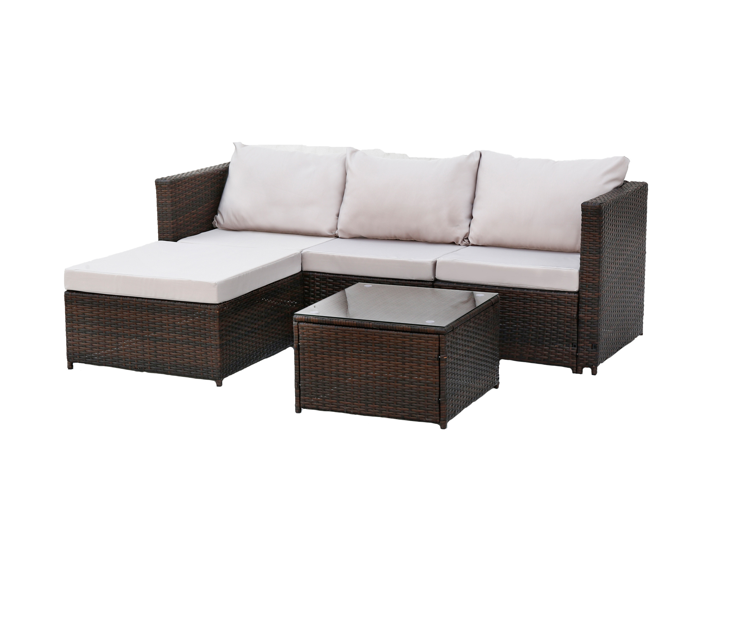 Factory price L shape PE wicker rattan outdoor furniture garden sofa sets