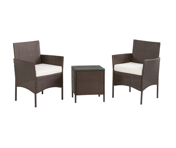 3 PCS Rattan Garden Furniture Set Outdoor Rattan Wicker Bistro Set with Coffee Table for Outdoor Patio Garden Backyard