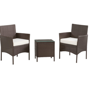 3 PCS Rattan Garden Furniture Set Outdoor Rattan Wicker Bistro Set with Coffee Table for Outdoor Patio Garden Backyard