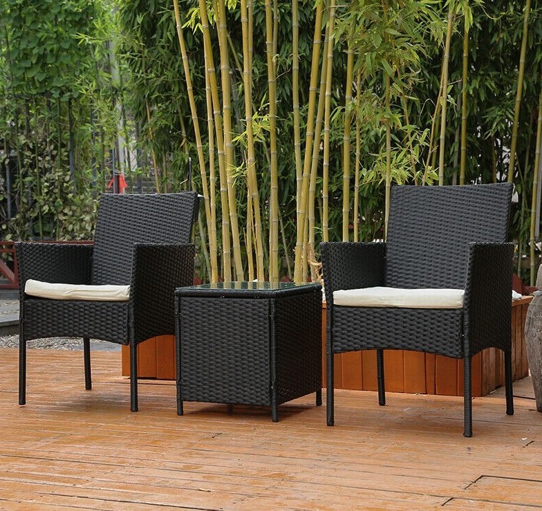 Cheap Rattan Swing Balcony Furniture Set Outdoor Garden Patio 3 Piece Rattan Bistro Set