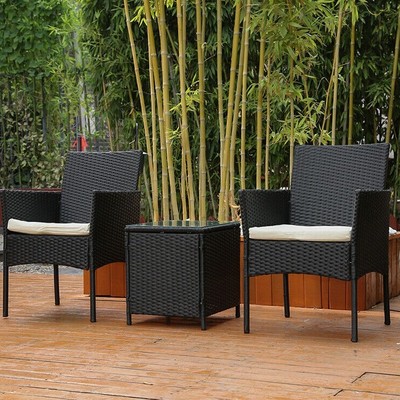 Cheap Rattan Swing Balcony Furniture Set Outdoor Garden Patio 3 Piece Rattan Bistro Set