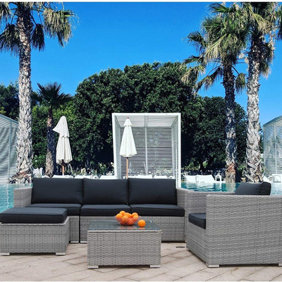 Poly rattan furniture garden sofa set outdoor with fire pit rattan dining sets furniture