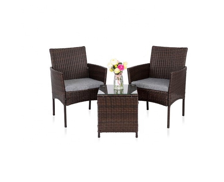 Outdoor Garden Furniture 3 Pieces Set PE Rattan Patio Porch Furniture Shandong Province Manufacturer