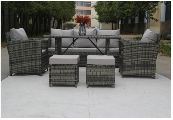 6 Pieces Modern Wicker Rattan Outdoor Patio Furniture Sets Garden Sofa Garden Sets