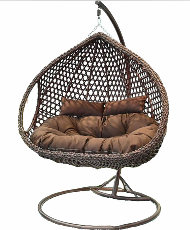 Outdoor Magic Rattan Single/Double Chair Oversized Wicker Egg Chair PE Rattan Patio Swings