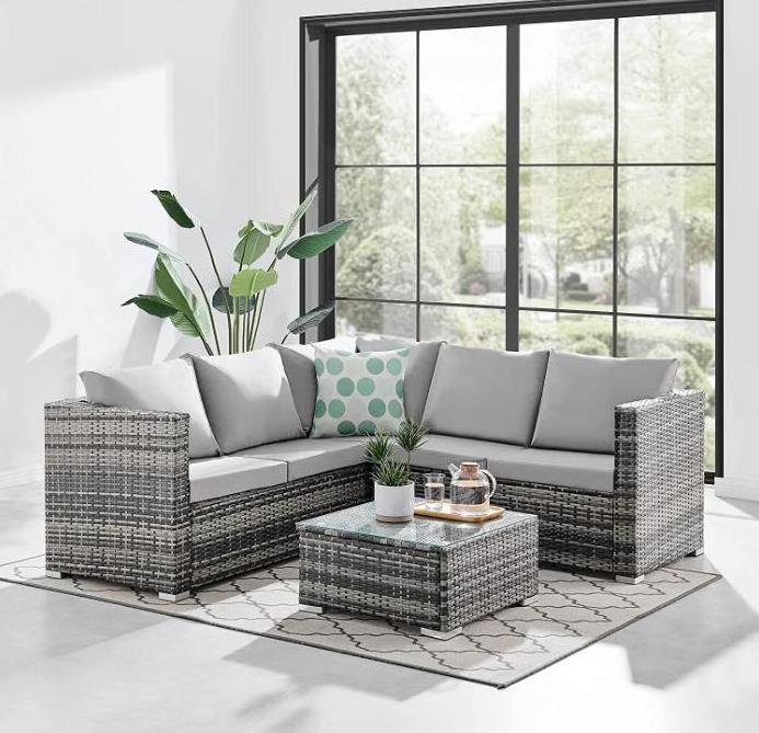 Outdoor furniture sofa set rattan leisure rattan wicker garden sofas with steel frame