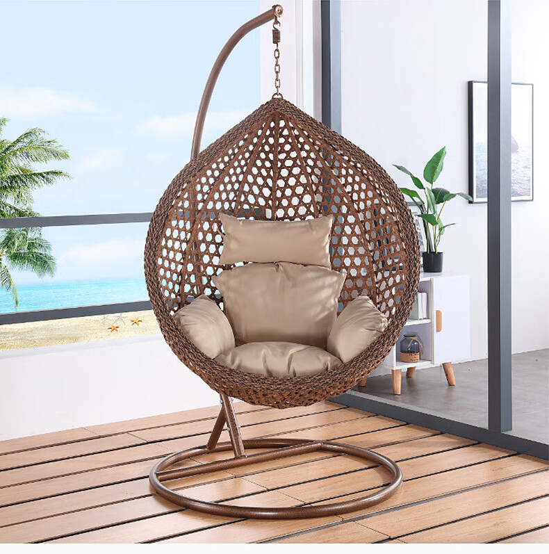 Outdoor Magic Rattan Single/Double Chair Oversized Wicker Egg Chair PE Rattan Patio Swings