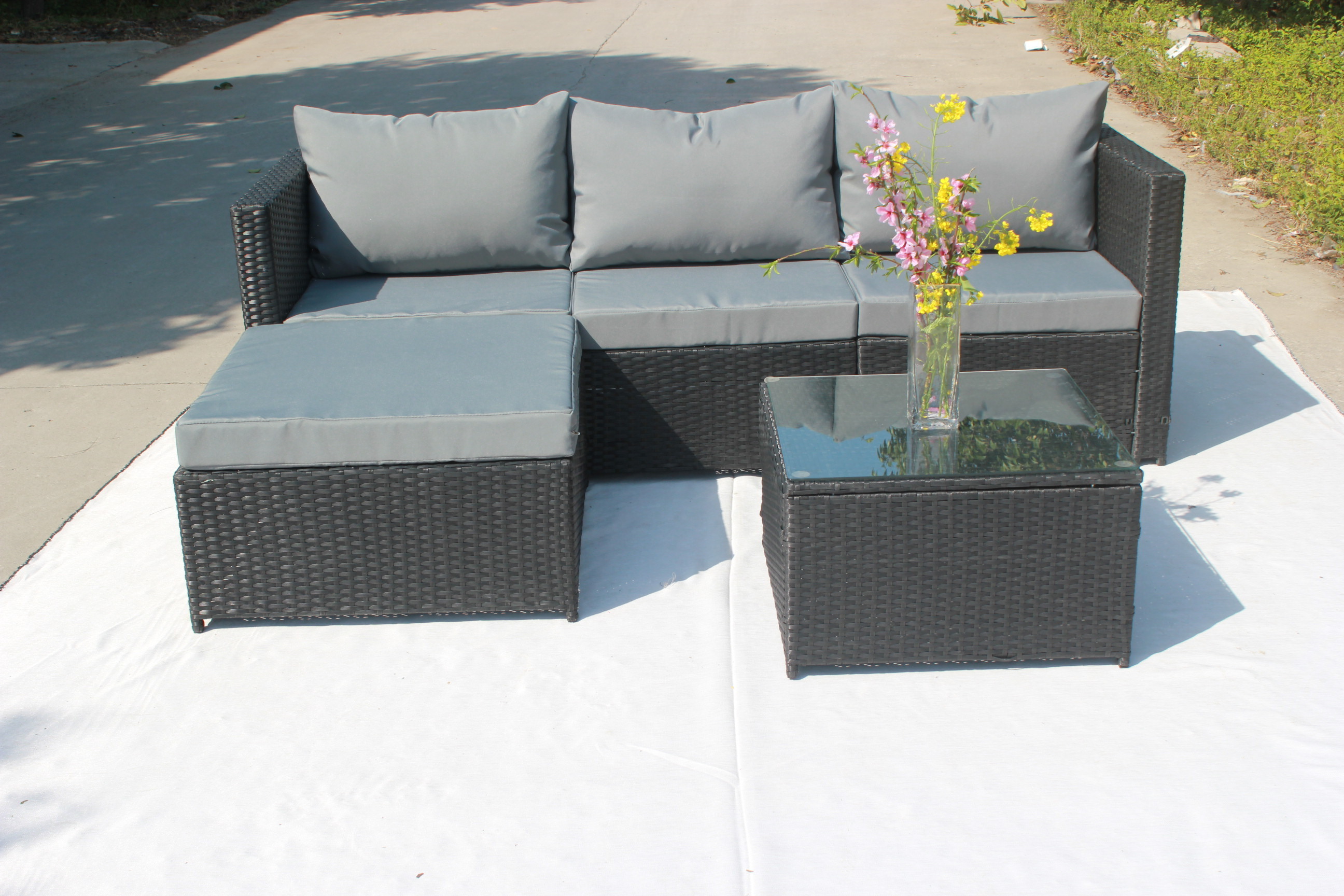 Outdoor Wicker Sofa Garden Furniture L Shaped Sofa Wicker Furniture Grey Rattan Outdoor Sofa