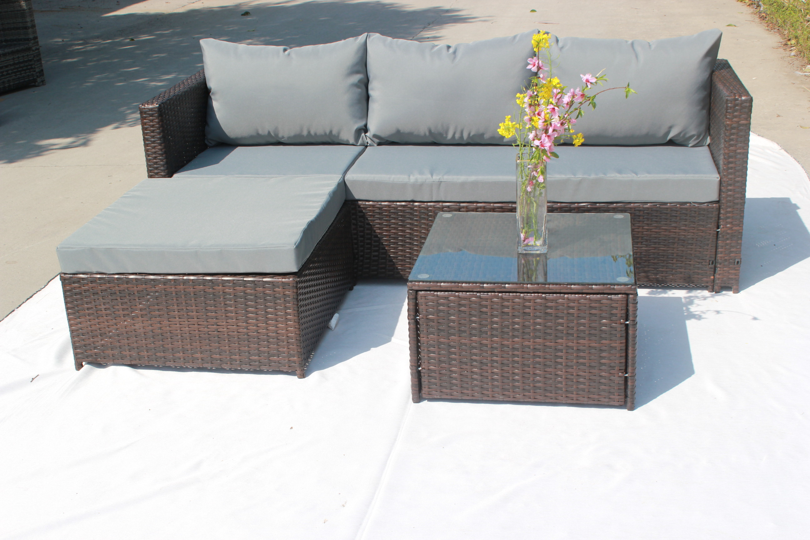 Outdoor Wicker Sofa Garden Furniture L Shaped Sofa Wicker Furniture Grey Rattan Outdoor Sofa