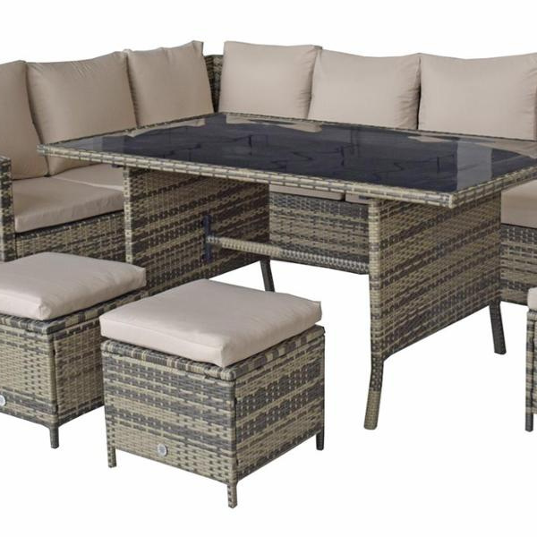 Outdoor Patio Sectional Furniture Sets Comfortable PE Brown Rattan Wicker Sofas and bed sets