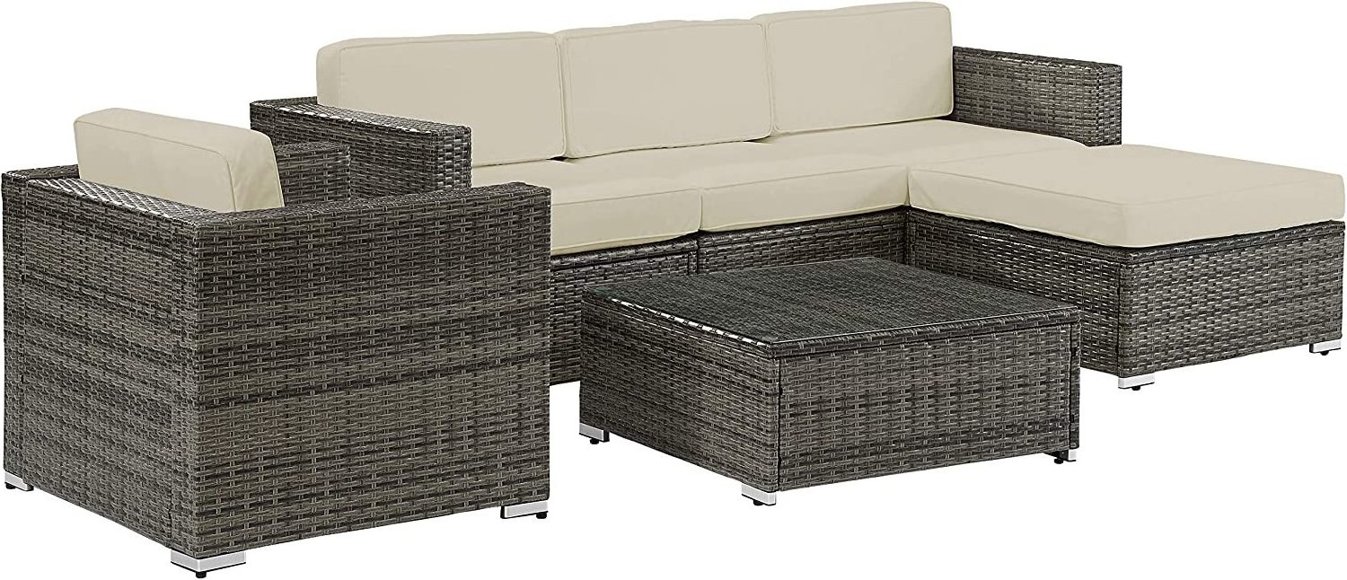 Poly rattan furniture garden sofa set outdoor with fire pit rattan dining sets furniture