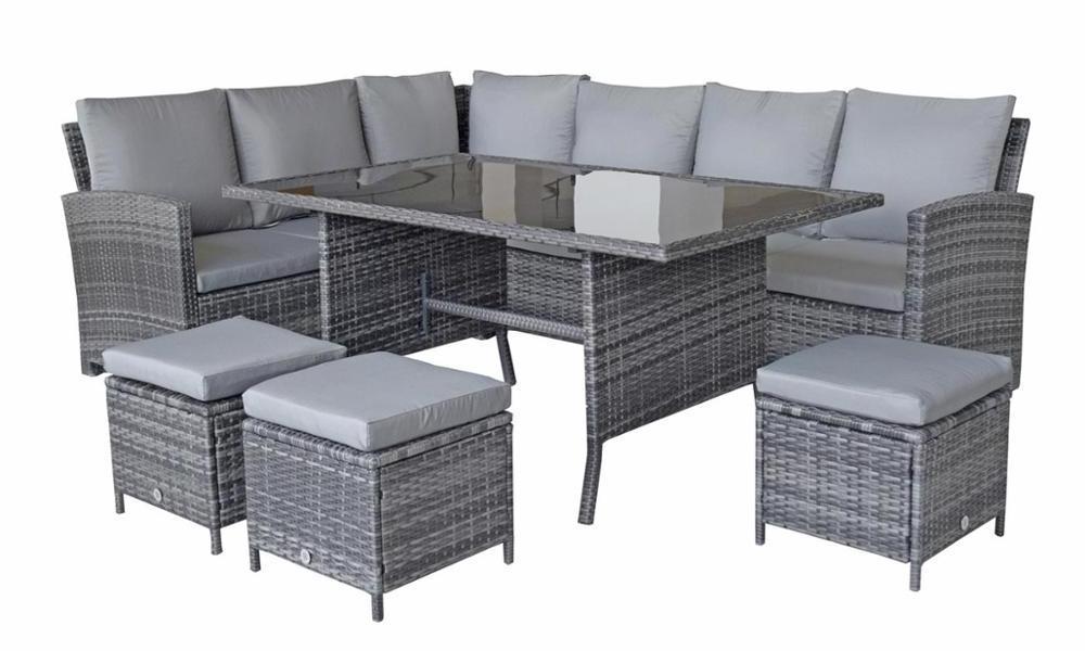 Outdoor Patio Sectional Furniture Sets Comfortable PE Brown Rattan Wicker Sofas and bed sets