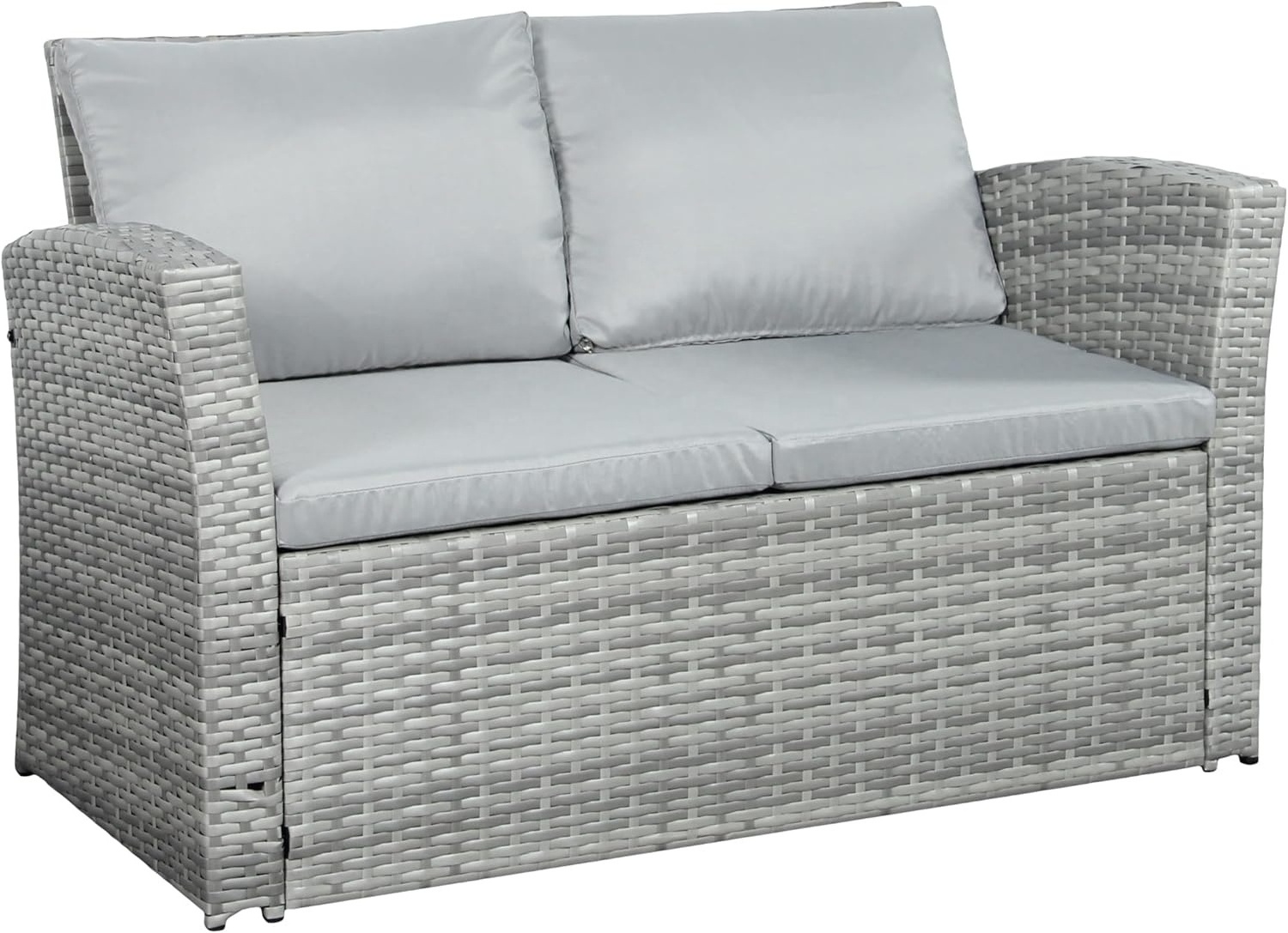 Grey Rattan Patio Outdoor Furniture 4 Seater Sofa And Coffee Table Patio Set