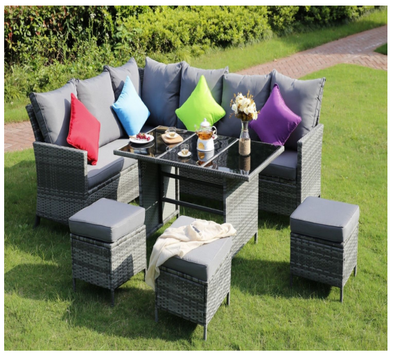 Luxury Rattan Furniture  L Shaped Wicker Sectional Sofa Set Outdoor Garden Furniture Patio Garden Sets