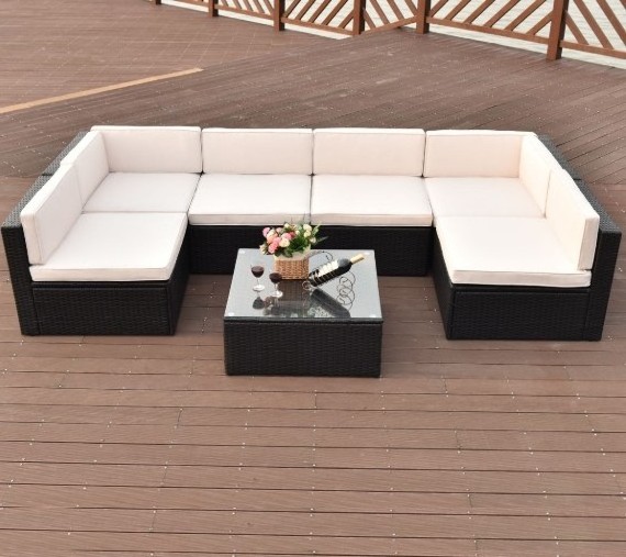 Outdoor Cube Rattan Garden Furniture Set  Patio Sectional Furniture Set rattan furniture