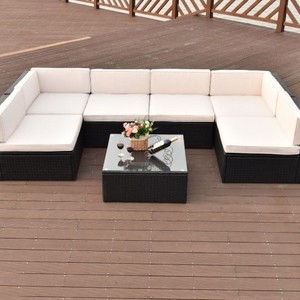 Outdoor Cube Rattan Garden Furniture Set  Patio Sectional Furniture Set rattan furniture