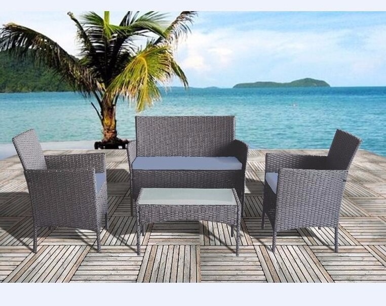 Cheap Bistro Set 4pcs Table Chairs Balcony Set Patio Rattan Furniture Garden Sets Space Saving Furniture