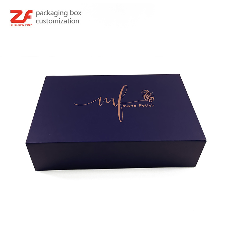 Luxury cardboard gift virgin human hair packaging boxes black bundle wig packaging for hair extension box