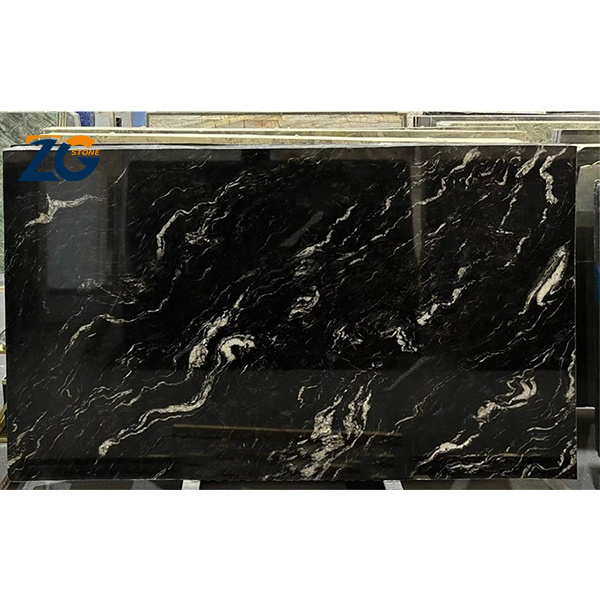 ZGSTONE Natural BPolished Universe Black Cosmic Black Granite Slab For Interior DesignCustomized Countertop Granite