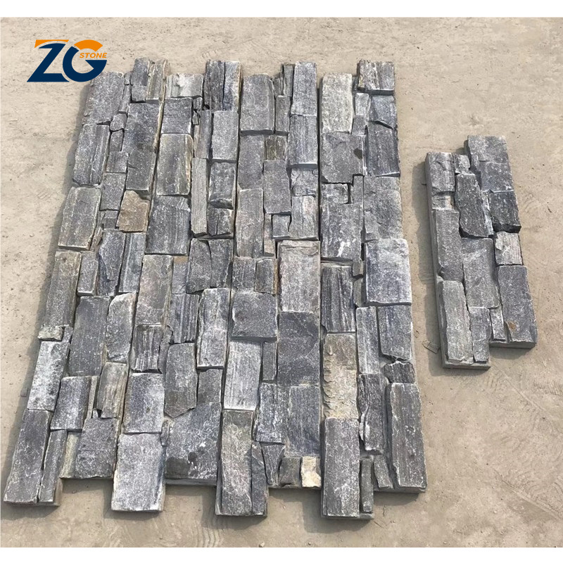 ZGSTONE Natural Outdoor White Culture Stone Quartzite Wall Cladding Random Flag Slate Grey Exterior Garden Facade Tiles