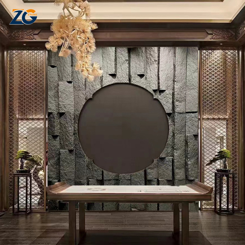 ZGSTONE Factory Luxury 3D Pu Faux Artificial Stone One Panel One Wall Decorative PU Stone Wall Panel Polyurethane Veneer Panel