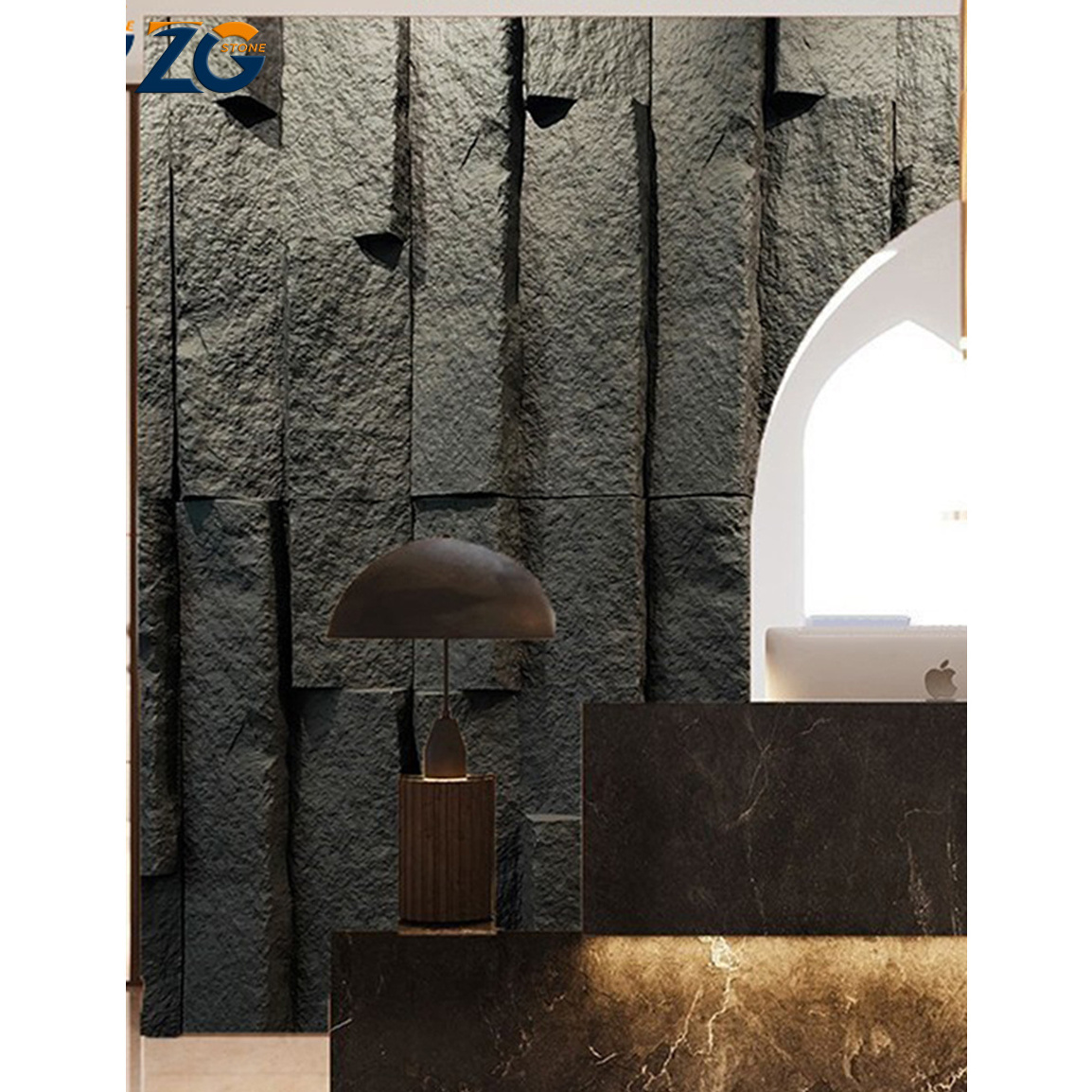 ZGSTONE Factory Luxury 3D Pu Faux Artificial Stone One Panel One Wall Decorative PU Stone Wall Panel Polyurethane Veneer Panel