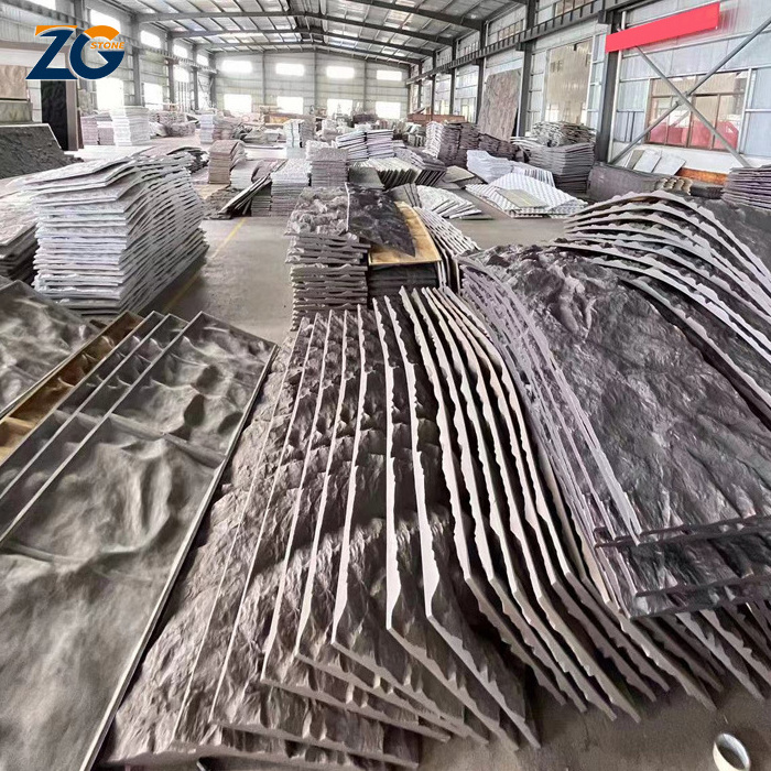 ZGSTONE Pu Stone 3d Wall Panels Manufacturing Big Slab Pu Mushroom Stone Wall Panel Polyurethane Pu Rock Stone