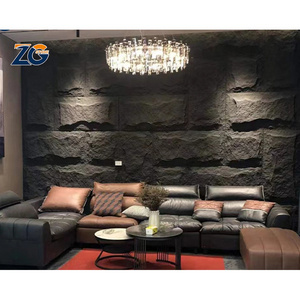 ZGSTONE Wholesale Pu Stone Carbon Slate New Design 3D Wall Decorative Foam Board Culture Stone Artificial PU Feather Stone Panel