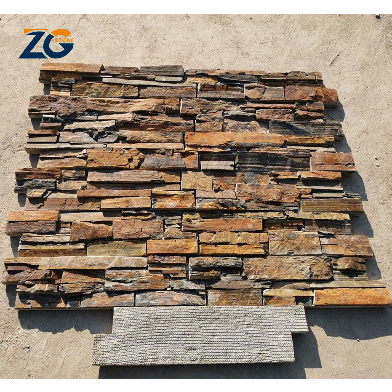 ZGSTONE Natural Outdoor White Culture Stone Quartzite Wall Cladding Random Flag Slate Grey Exterior Garden Facade Tiles