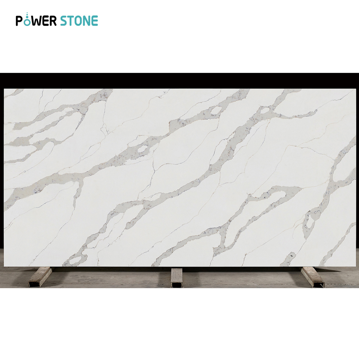 POWER STONE Customized Translucent Calacatta Series Artificial Onyx Stone Slabs Faux Alabaster Sheet For Tv Walls GEMA5026-2