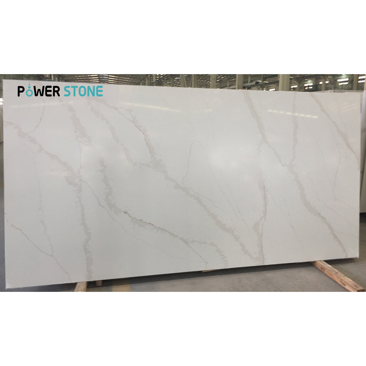 POWER STONE Carrara White Calacatta Grey Veins Vanity Quartz Countertop Kitchen Artificial Quartz Marble Granite Stone GEMA5018