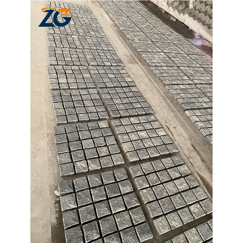 ZGSTONE Customized Price External Cobble Stone Mixed Colour Saw Cut Granite Paving Tiles  Nature Granite Round Driveway Pavers