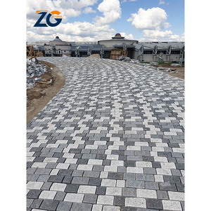 ZGSTONE Factory Direct Outdoor Natural Driveway Paving Stone Basalt Cobble Stone Mesh Cobble Stone Pavers Black Basalt Pavers