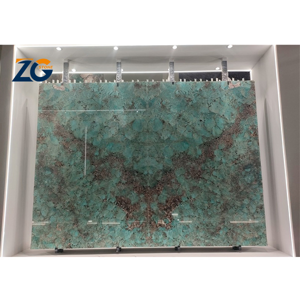 ZGSTONE Natural Stone Top Luxury Amazonite Green Granite Slabs Wall For Interior DesignCustomized Countertop Granite Granit Slab