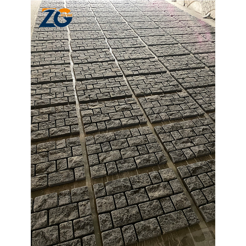 ZGSTONE Customized Price External Cobble Stone Mixed Colour Saw Cut Granite Paving Tiles  Nature Granite Round Driveway Pavers