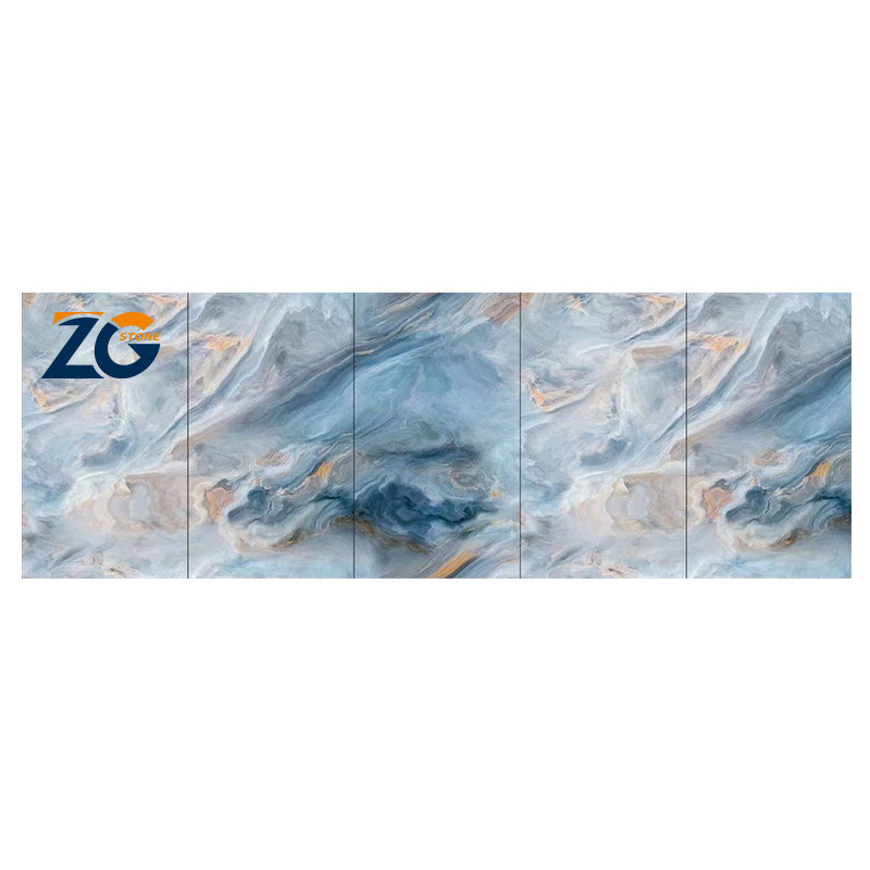 ZGSTONE Artificial Porcelain Slab Stone Marble Surface 1200x2700 Blue Floor Marble Interior Flooring Tiles Sintered Stone