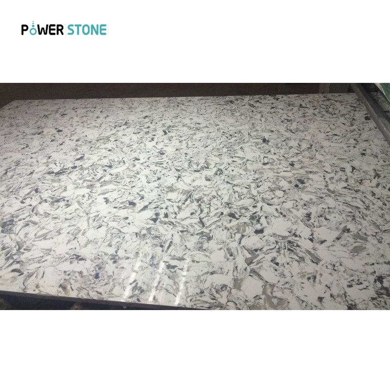 POWER STON Wholesale White Coffee Mixed Color Quartz Stone Slab For Dining Table Kitchen Top And Floor Tile PSQG056-2