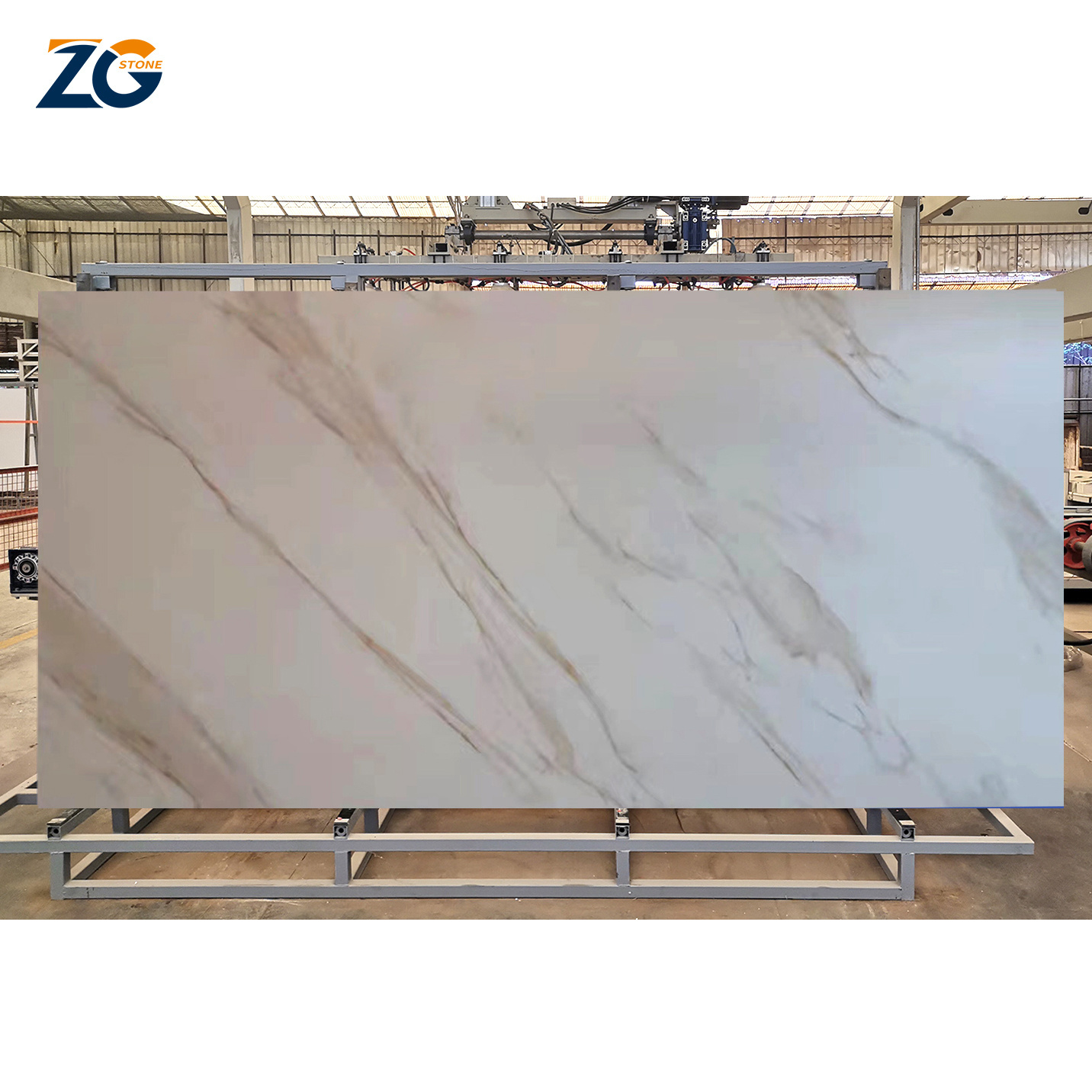 ZGSTONE Cheap Calacatta White Gloss Sintered Stone Large Slate Luxury Matte Marble Slabs For Background Floor Slab Tile China