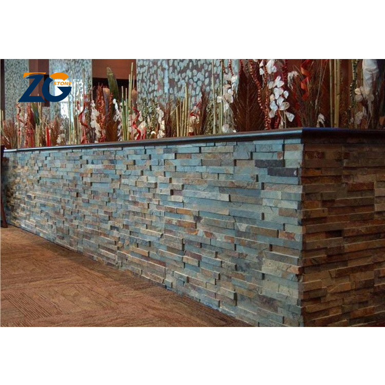 ZGSTONE Natural Stacked Culture Stone Veneer Carbon Slate Rock Panels For Exterior Walls And Fireplaces Outdoor Decorative