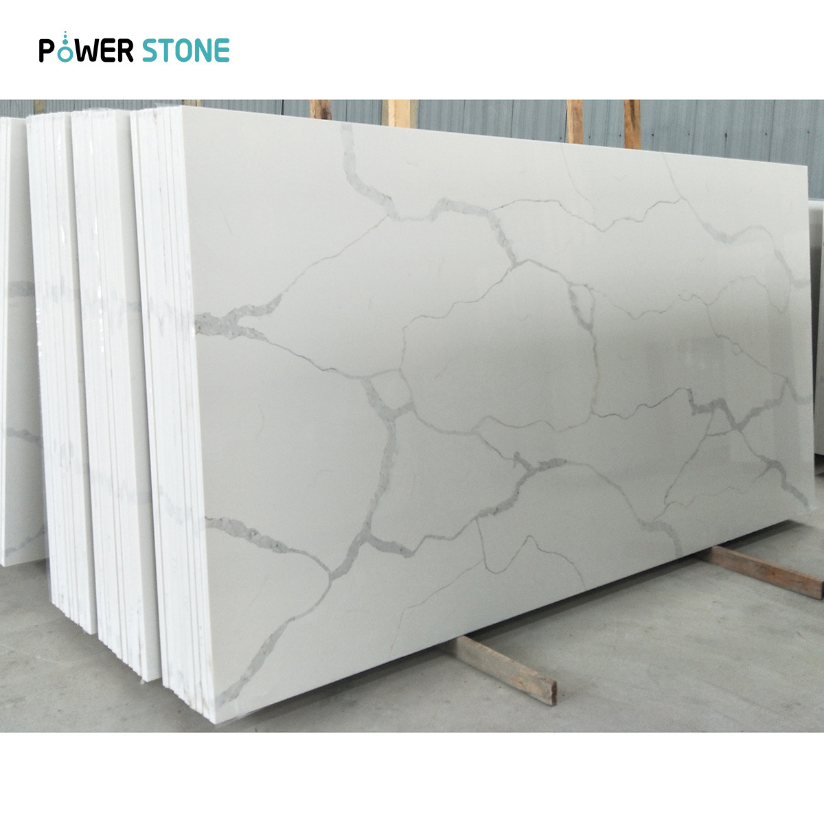 POWER STONE Wholesale Quartz Slabs Chinese Artificial Tile Synthetic Marble Look Living Room Tiles Floor Porcelain GEMA5005-1