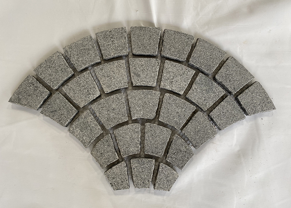 ZGSTONE Natural Granite Fan Pattern Split Edge Landscaping Pavers Patio Cobblestone Meshed Pavement Mats Paving Stone