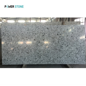 POWER STON Wholesale White Coffee Mixed Color Quartz Stone Slab For Dining Table Kitchen Top And Floor Tile PSQG056-2